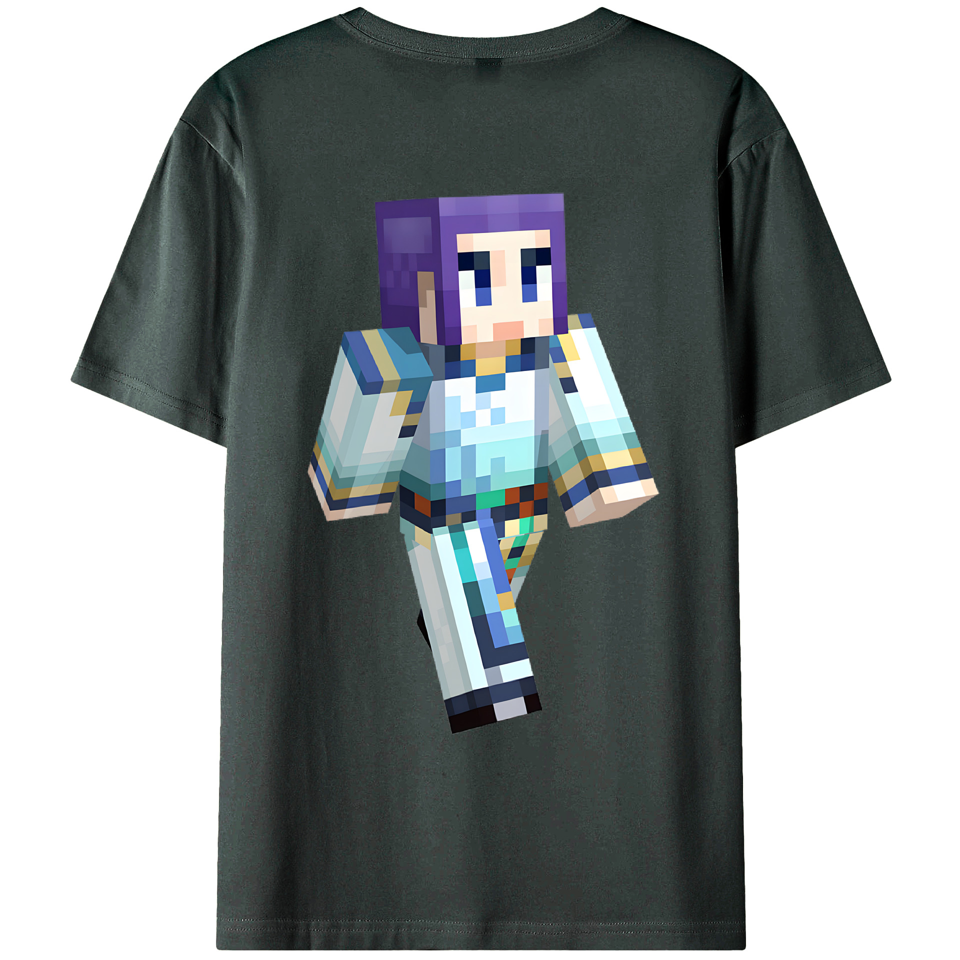 （画像用） マインクラフト ブロックの世界 Minecraft MC Block world 綿100％ メンズ半袖Tシャツ（バックプリント） 通気性